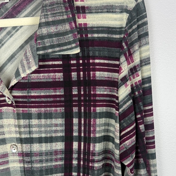 Joseph Ribkoff Casual Plaid Multicoloured Striped Roll Up Sleeve Blouse Size 10 - Picture 9 of 14